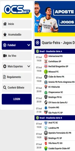 Tela do suposto app da OCS Bet, sem arquivo oficial comprovado
